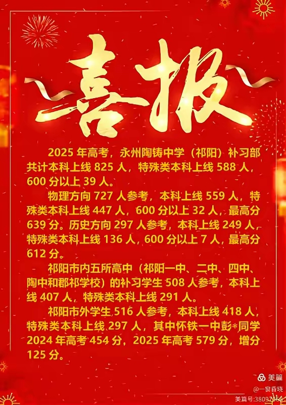 看祁阳2025年高考情况：湖南高考，全省物理前30永州占7人